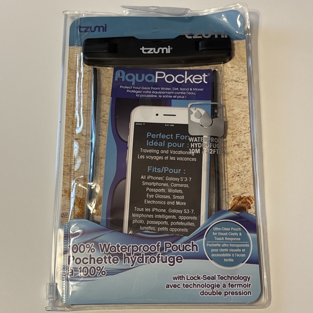 Tzumi Aqua Pocket 100% Waterproof Pouch Case for iPhone Galaxy 3856MJ NEW